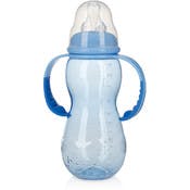 Nuby Standard Neck Non-Drip Bottles - 10 oz, Blue, Stage 3, Handles