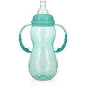 Nuby Standard Neck Non-Drip Bottle w/Handles - 10 oz, Aqua, Stage 3