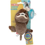Nuby&trade; Plush Pacifinder - Sloth, 0-6M, Natural Cherry Shape
