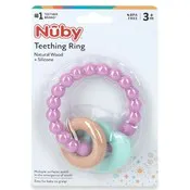 Nuby Key-Ring Teethers - Silicone, Wooden Hoop, Heart