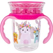 Nuby 2-Stage Drinking Cups - 360 Edge Rim, Removable Handles, Pink