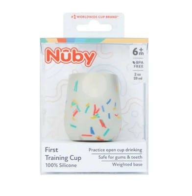 Nuby First Open Training Cups - Confetti, 2oz, 6+ Months