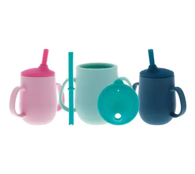 2-Handle Silicone Straw Cups - 6oz