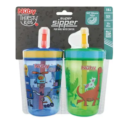 No Spill Hard Straw Cups - 15 oz, 2 Pack