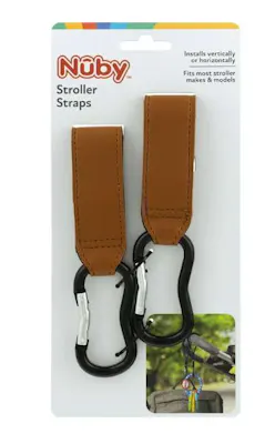 Leather Stroller Clips - 2 Pack, Brown