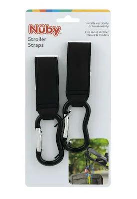 Leather Stroller Clips - 2 Pack, Black