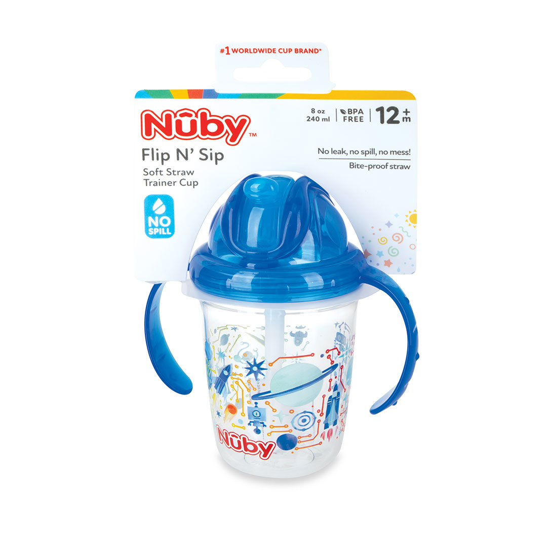 Nuby Tritan No Spill Flip N' Sip Twin Handle Printed Cup with 360