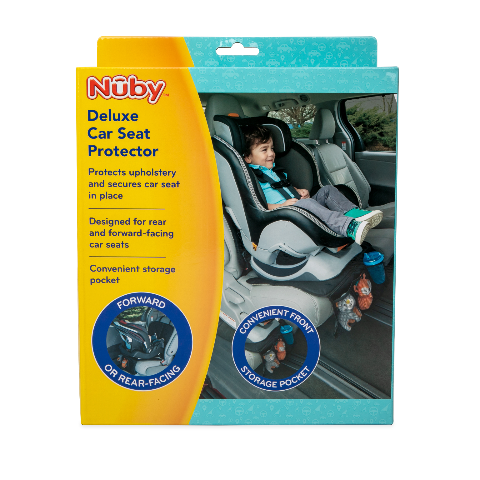 Nuby Kids Kick Mats- Back Seat Protectors with Storage Compartment: Black,  2 Pack