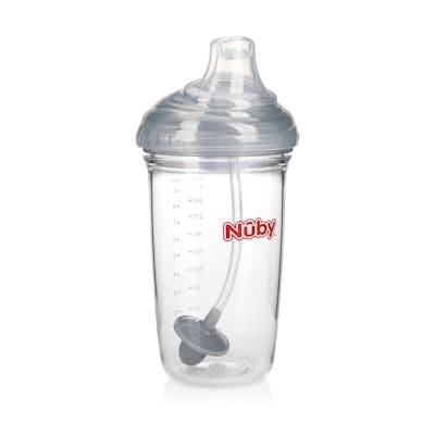 Nuby No-Spill Trainer Cups - Hygienic Cover, Grey, 10 oz
