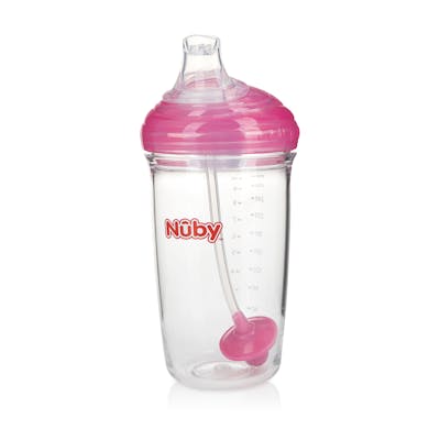 Nuby No-Spill Trainer Cups - Hygienic Cover, Pink, 10 oz