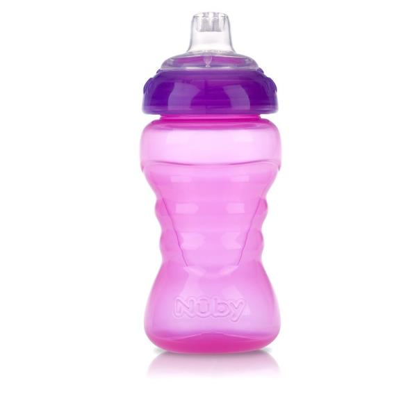 Nuby No-Spill Soft Straw Easy Grip Sippy Cup for Girls - (3-Pack
