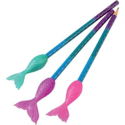 Mermaid Tail Pencil Toppers, Assorted, 6 Pack