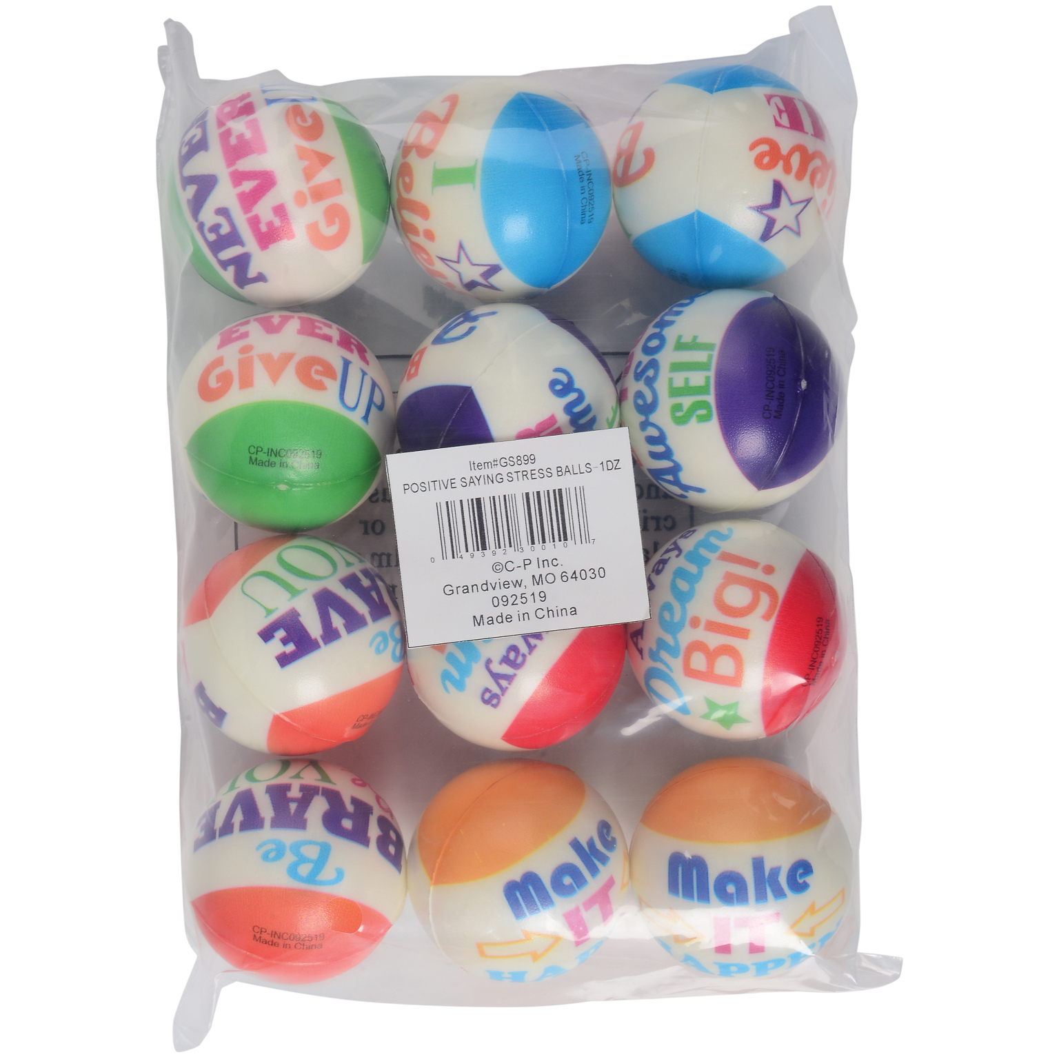 Bulk Positive Affirmation Stress Balls 72 Pieces