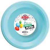 Light Blue Round Plastic Plates, 7 " - 15 Count