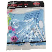 Light Blue Plastic Cutlery Combo Sets - 48 Count