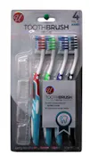 Toothbrushes with Cap - 4 Pack, Hard Bristles