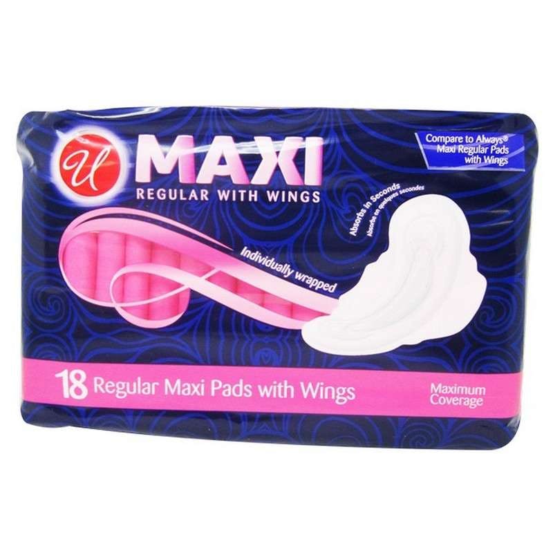 Maxi Pads with Wings - Regular, 18 Count