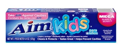Aim Kids Mega Bubble Berry Fluoride Toothpaste, 4.4 oz