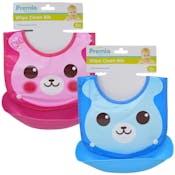 Premia Baby Bib w/ Fabric Back & Detachable Catcher
