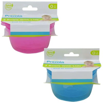 Premia Babycare Baby Bowls w/ Lid, 2 Pack