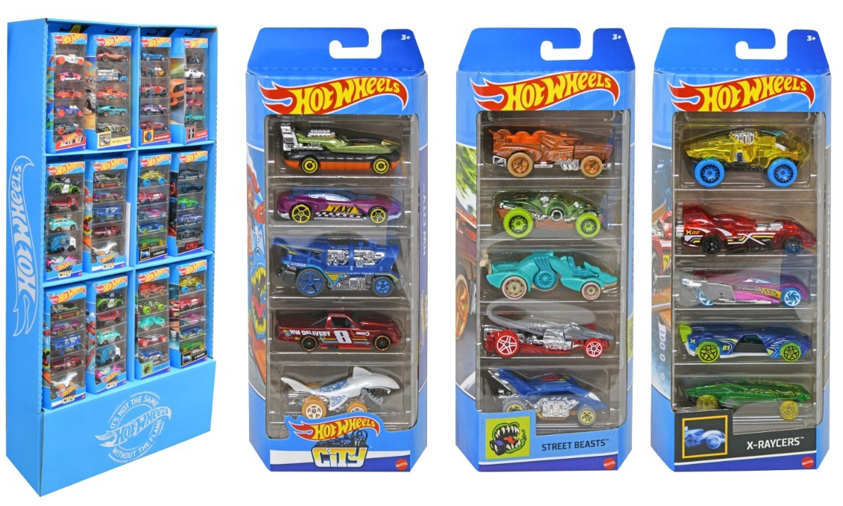 Hot Wheels 10 Cars Gift Pack, Assorted Metal Cars, Multicolor, Kid