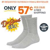 Crew Sports Socks - Gray, Size 10-13, 4 Pack