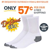 Crew Sports Socks - White/Black, Size 10-13, 4 Pack