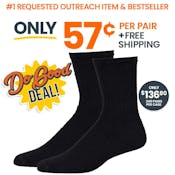 Crew Sports Socks - Black, Size 9-11, 4 Pack