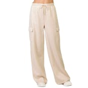 Ladies Fleece Cargo Pants, Medium, Oat