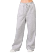 Ladies Fleece Wide-Leg Sweatpants - Medium, Heather Grey