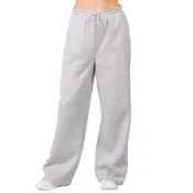 Ladies Fleece Wide-Leg Sweatpants, Large, Heather Gray
