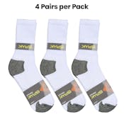 Crew Sports Socks - White/Black, Size 10-13, 4 Pack