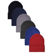 Kids' Beanie Hats - 6 Assorted Colors, Cuffed