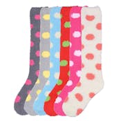 Women's Plush Knee-High Socks - 6 Dot Patterns/Colors, Size 9-11