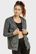 Women's Plus Size Jersey Zip-Up Hoodie Jackets - 3X, Gray