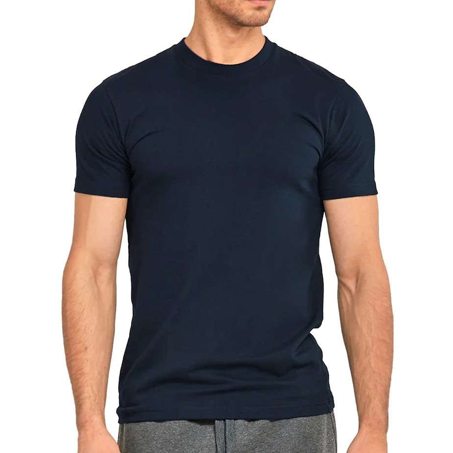 Men's Crew Neck T-Shirts - Navy, XL, Heavyweight