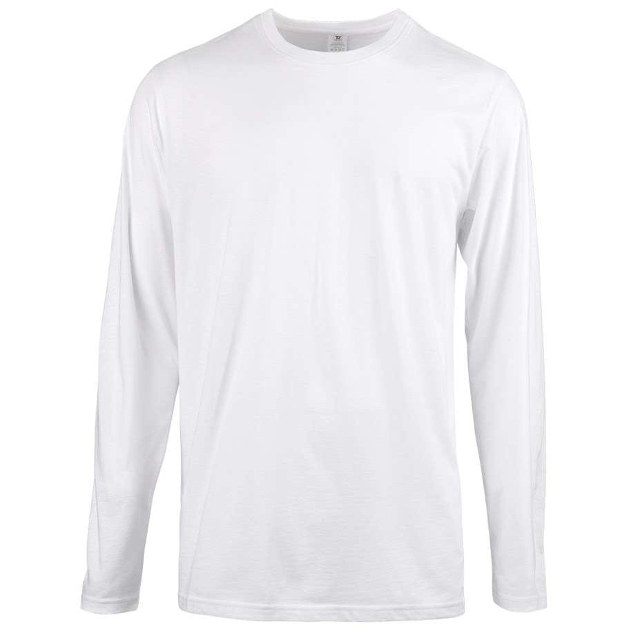 Men's Crew Neck Long Sleeve T-Shirts - White, XL