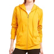Women's Jersey Zip-Up Hoodie Jackets - Small, Mustard