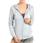 Women's Jersey Zip-Up Hoodie Jackets - Medium, Heather Gray