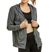 Women's Jersey Zip-Up Hoodie Jackets - Large, Charcoal Gray