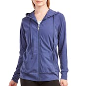 Women's Jersey Zip-Up Hoodie Jackets - Large, Denim Blue