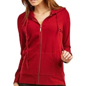 Women's Jersey Zip-Up Hoodie Jackets - Large, Red