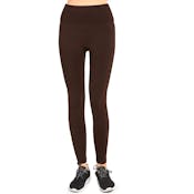 Women's High Waist Fleece Leggings - Coffee, Extra-Wide Band, One Size