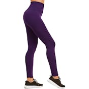 Women's High Waist Fleece Leggings - Deep Purple, Extra-Wide Band, One Size
