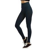 Women's High Waist Leggings - Navy, Extra-Wide Ribbed Band