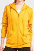 Women's Jersey Zip-Up Hoodie Jackets - Medium, Mustard