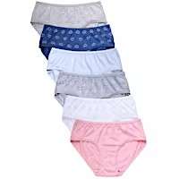 Girls' Cotton Bikini Panties - Small, 3 Colors, Plain & Hearts