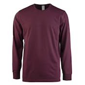 Men' Long Sleeve Crew Neck T-Shirts, Burgundy, 3XL