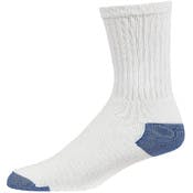 Adult Crew Sports Socks - White with Royal Blue, Size 9-11