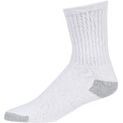 Adult Crew Sports Socks - White with Gray, Size 10-13